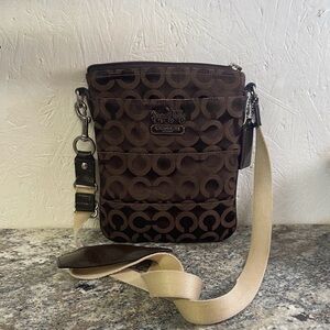 Coach Dark Brown and Tan Messenger Bag